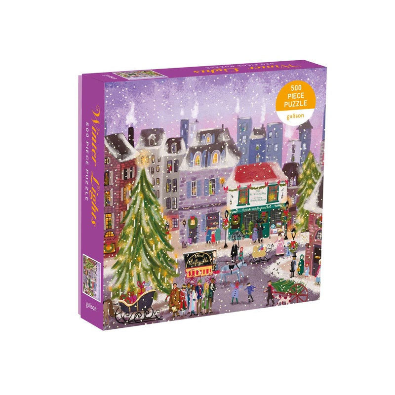 Christmas Snow Winter Lights Puzzle 500 Piece With Gold Foil Reflective Atmosphere Ornaments Puzzle Decompression Toy Birthday Gift - Image 1